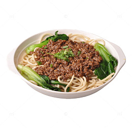 产品实物青菜肉拌面卤肉面