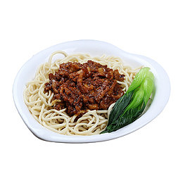 产品实物青菜拌面卤肉面