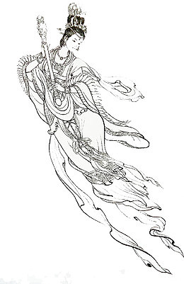中国风工笔嫦娥线描图