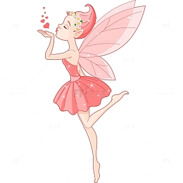 卡通可爱的粉色花仙子精灵飞吻插