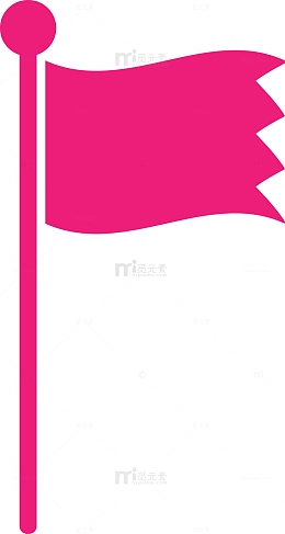 红色卡通旗帜矢量素材图