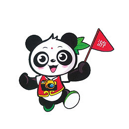 卡通举着旅游旗帜的熊猫素材