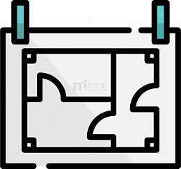 扁平风卡通工业建筑平面图图标