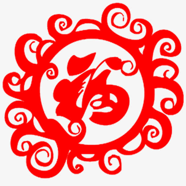 红色的福字贴纸设计