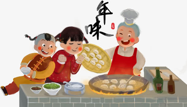 新春年味装饰手绘插画