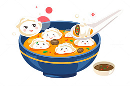 手绘卡通饺子PNG图