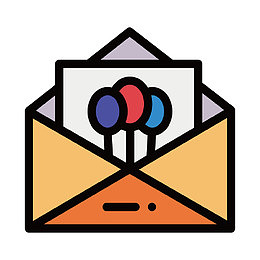 灰色手绘气球信封元素