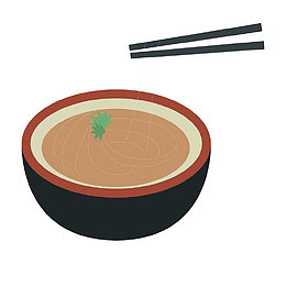 灰色圆弧碗装的粥卡通插画