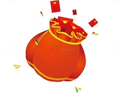 免抠卡通红色钱袋红包