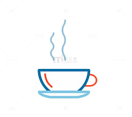手绘蓝色线条茶杯
