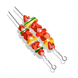 卡通彩色的肉串矢量图