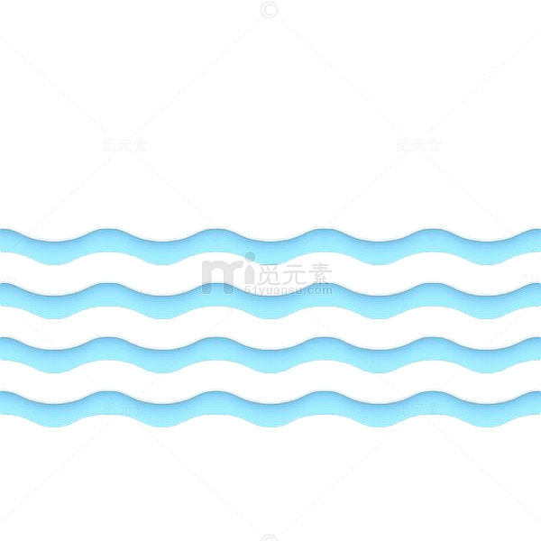 手绘蓝色水波纹曲线