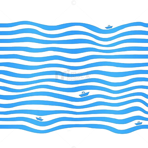手绘蓝色水面波纹线条