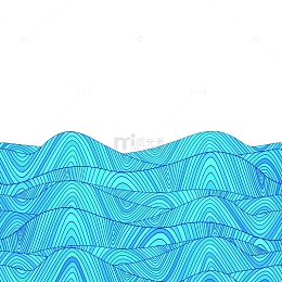 手绘蓝色水波纹线条