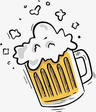 手绘啤酒免抠素材png红色卡通动漫风美味肉串插画psdpng卡通烧烤食物