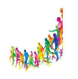 彩色人物走路剪影