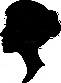 卡通女人头部剪影图