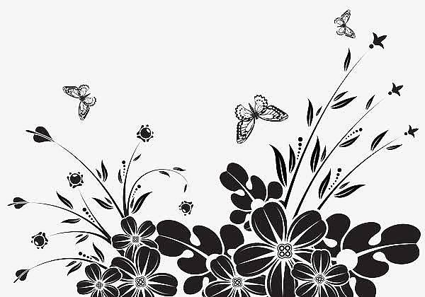 黑色花卉蝴蝶