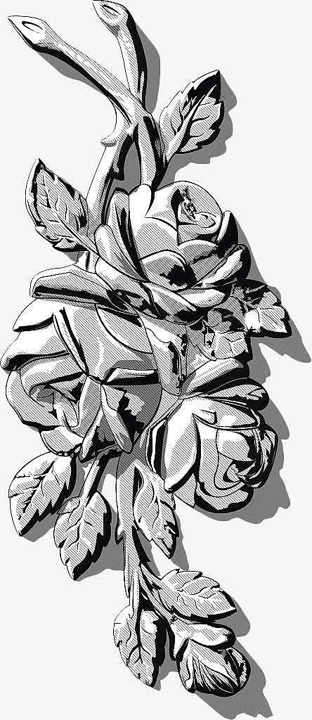 手绘浮雕线条花卉