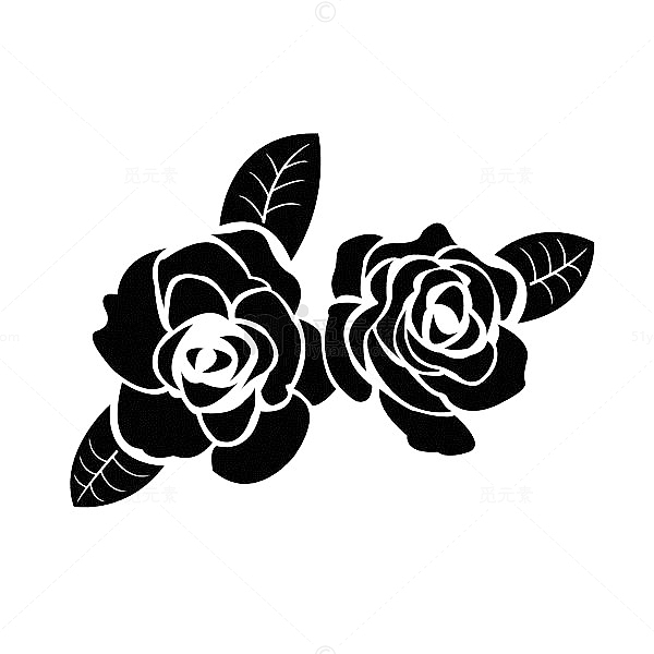 黑色玫瑰花剪影