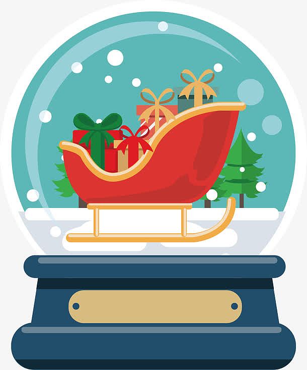圣诞雪橇礼物车水晶球
