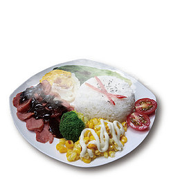 黑胡椒冒热气米饭营养餐