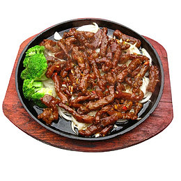 黑胡椒口味美食铁板牛柳