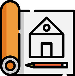扁平风卡通建筑设计图纸图标