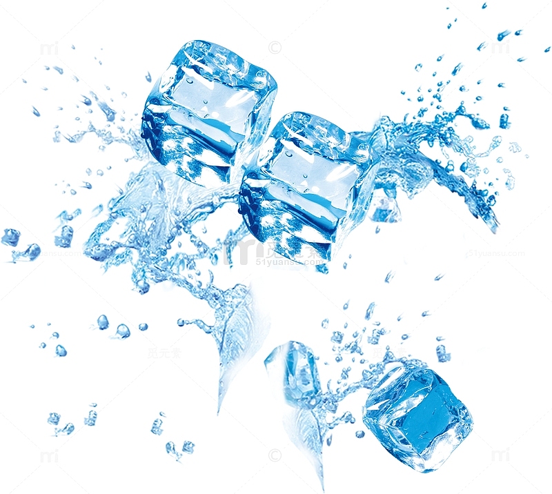 蓝色晶莹剔透的冰块效果