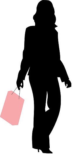 卡通提着购物袋的女人矢量图