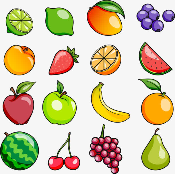 矢量手绘卡通水果