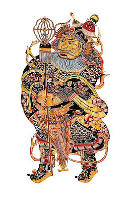中国风精雕门神皮影