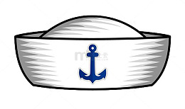 卡通白色蓝色logo水手帽