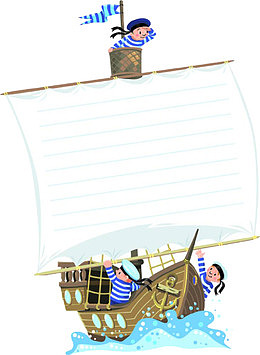 卡通帆船水手信纸