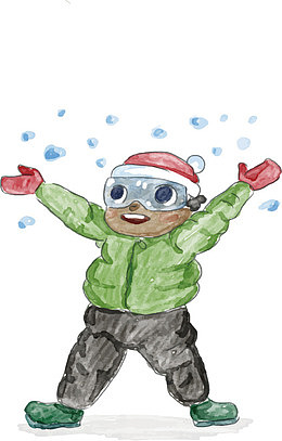 撒雪的小男孩
