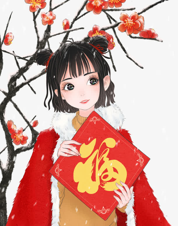 手绘年画送福娃娃