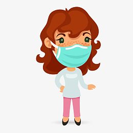 矢量手绘戴口罩护士