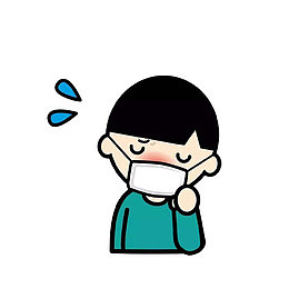 卡通发烧感冒戴口罩的小男孩素材