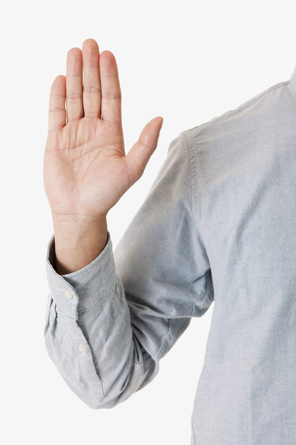 举起左手宣誓发誓手势衬衫男士部