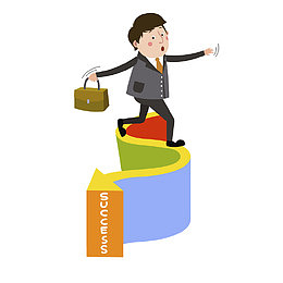 卡通小心走路的男人免抠图