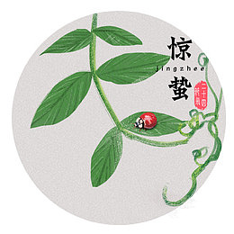 彩色简约装饰惊蛰圆形标签
