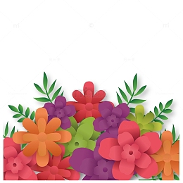 手绘漂亮卡通微立体花卉素材