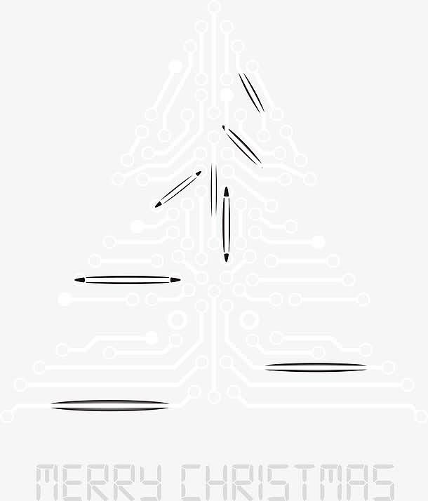 白色电路线条圣诞树