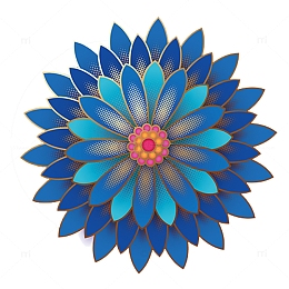 微立体蓝色花朵装饰图案免抠元素