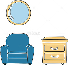 家居一套家具家私矢量图