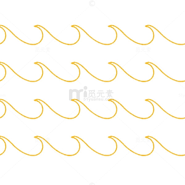 手绘黄色水波纹曲线
