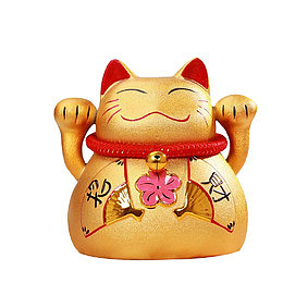 红色花金色招财猫