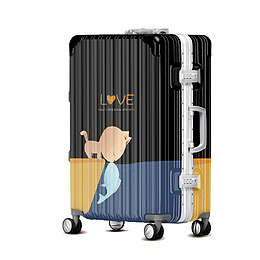 黑色卡通学生拉杆行李箱