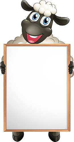 拿着白板的黑色山羊图