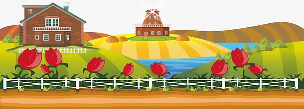 卡通矢量玫瑰花农庄